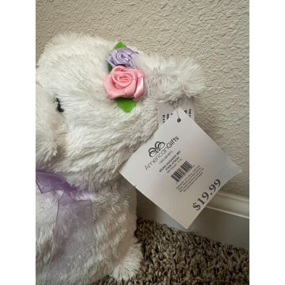 NWT American Gifts Bear Hugger Plush Toy with Flowers and Purple Bow - Picture 2 of 4